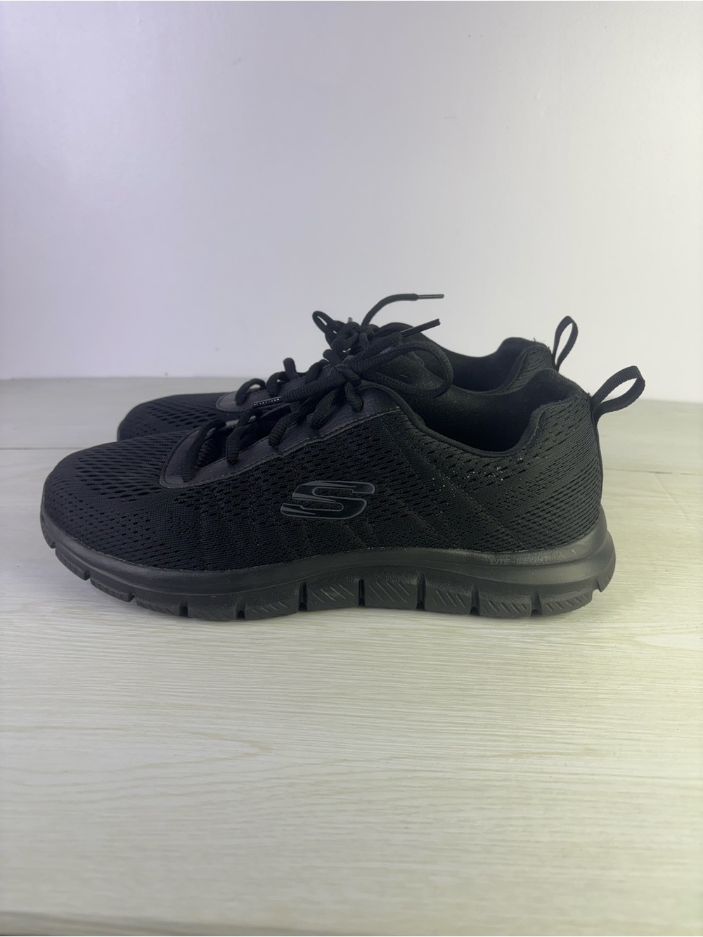Skechers Track Moulton Sneakers Mens 11 Black Lightweight Memory Foam Mesh